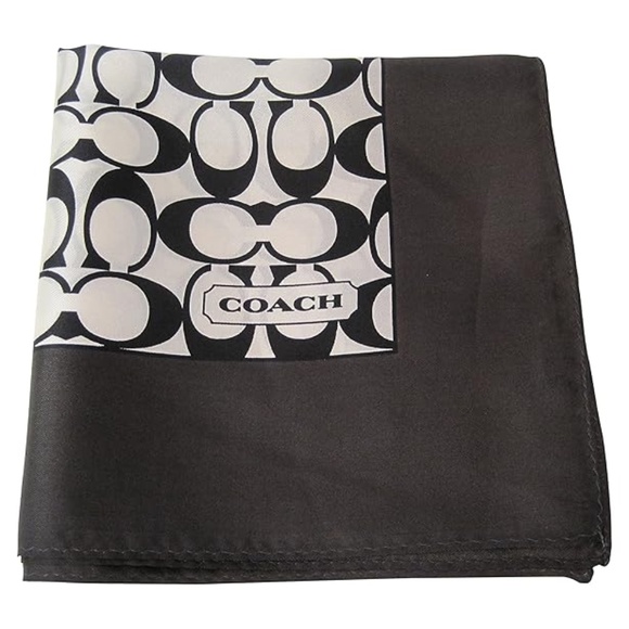 COACH SIGNATURE C SILK SCARF 27” SQUARE BLACK/WHITE RETIRED HTF - Picture 1 of 4